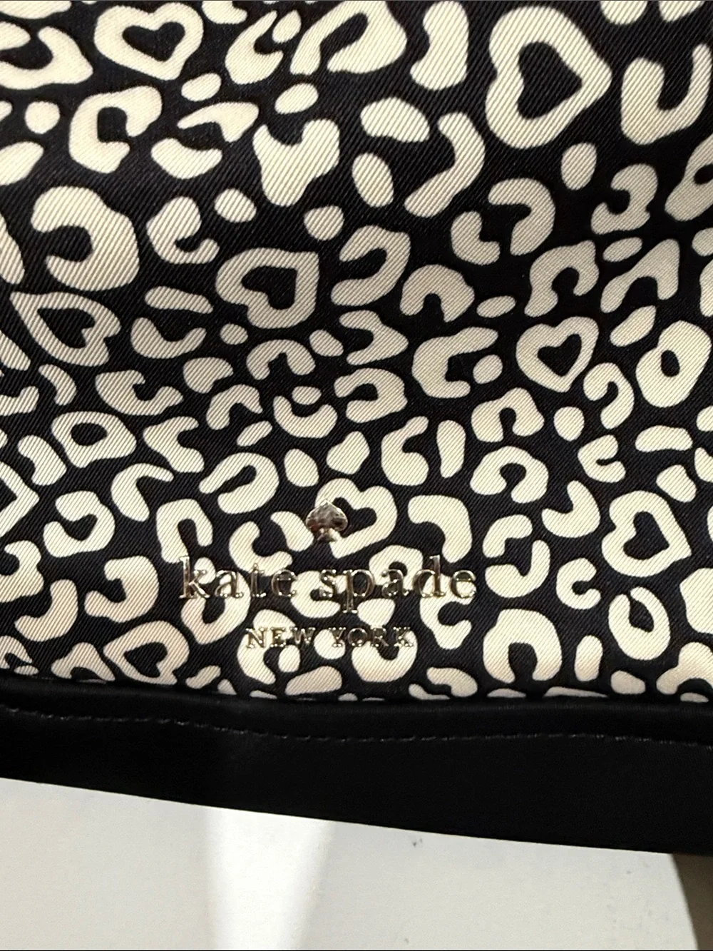 Kate Spade Shelsea Black and White Leopard-Print Hobo Bag crossbody shoulder